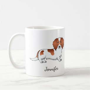 Mug Red Piebald Long Cheveux Dachshund Dessin Chien et