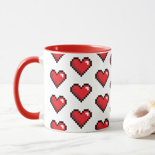 Mug Red Pixel Heart jeu vidéo