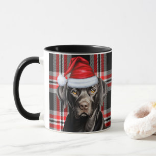 Mug Red Plaid avec Black Labrador Retriiver Noël