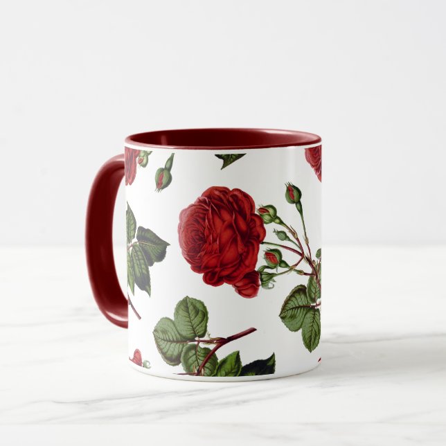 Mug Red Roses Pattern (Devant gauche)