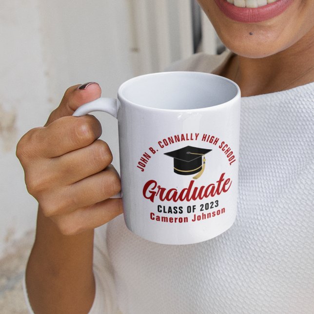Mug Red Script Graduate Custom Graduate Cadeau (Créateur téléchargé)
