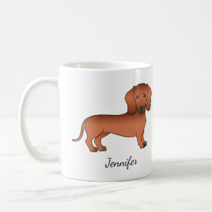 Mug Red Smooth Coat Dachshund mignon dessin chien et n
