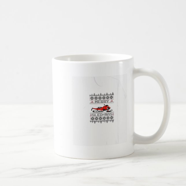 Mug Red Snowmobile Holiday Sweater Merry Sledmas Ugly  (Droite)