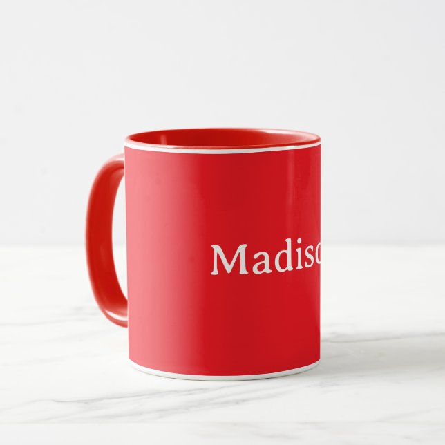 Mug Red, solid red color TEMPLATE, customizable, (Devant gauche)