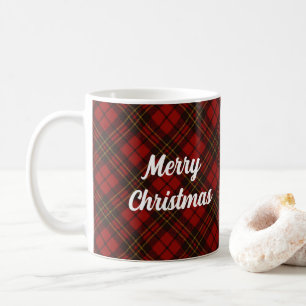Mug Red tartan Joyeux Noël vacances Texte personnalisé