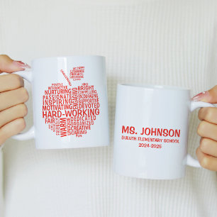 Mug Red Teacher Appréciation Typographie Apple