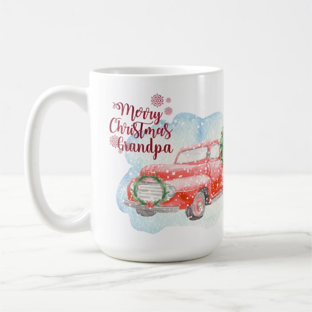 Mug RED TRUCK Joyeux papi de Noël Personnalisé (Gauche)