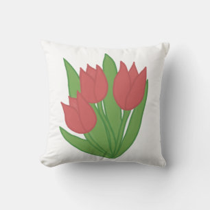 Mug - Red Tulips - Ceramic mug for coffee or tea Throw Pillow