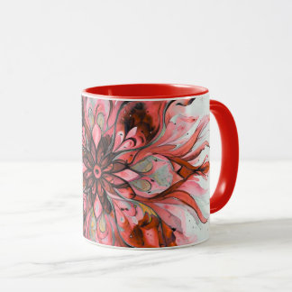 Mug Red Watercolor Floral Mandala