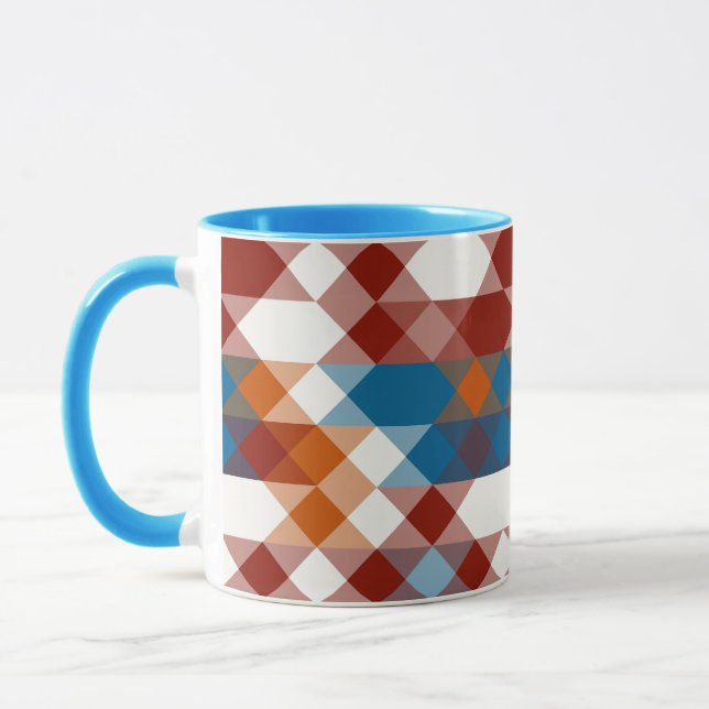 Mug red white blue and orange geometric (Gauche)
