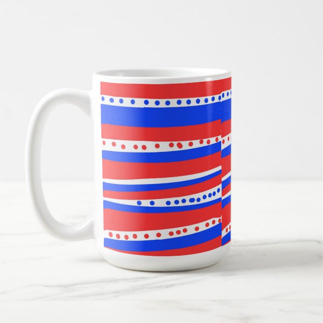 Mug Red White Blue Circles Stripes Chili (Gauche)