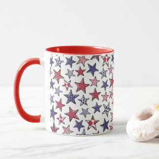 Mug Red White et Blue Stars Amérique Patriotique