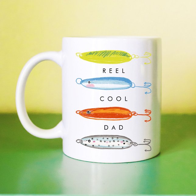 Mug Reel Cool Papa appât de pêche (Reel Cool Dad fishing bait coffee mug.)