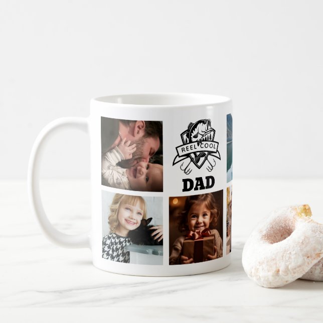 Mug Reel Cool Papa Photo personnalisée Musique de pêch (Avec donut)