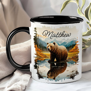 Mug Reflet de montagne dans le lac de l'ours grizzly b