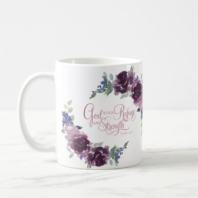 Mug Refuge et résistance fleuri violet (Gauche)