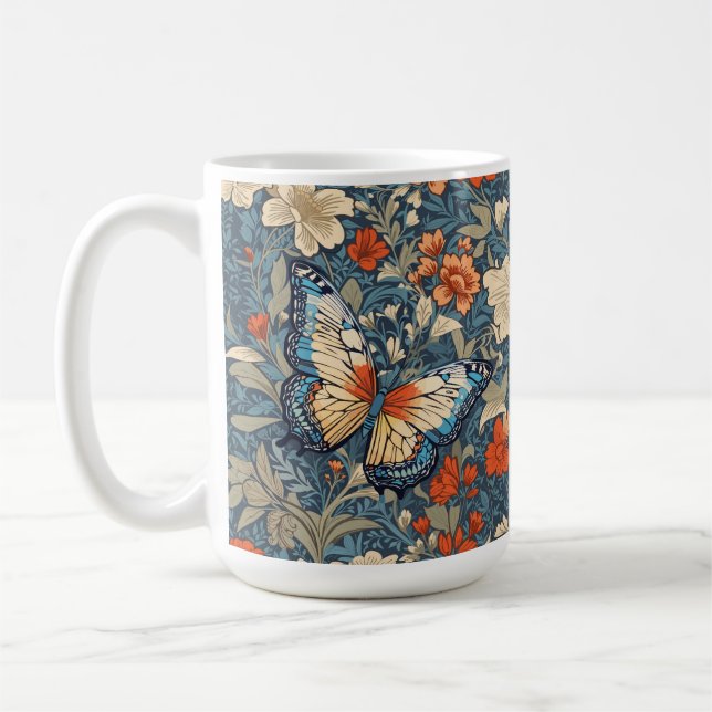 Mug Regal Butterfly Amidst William Morris Floral (Gauche)