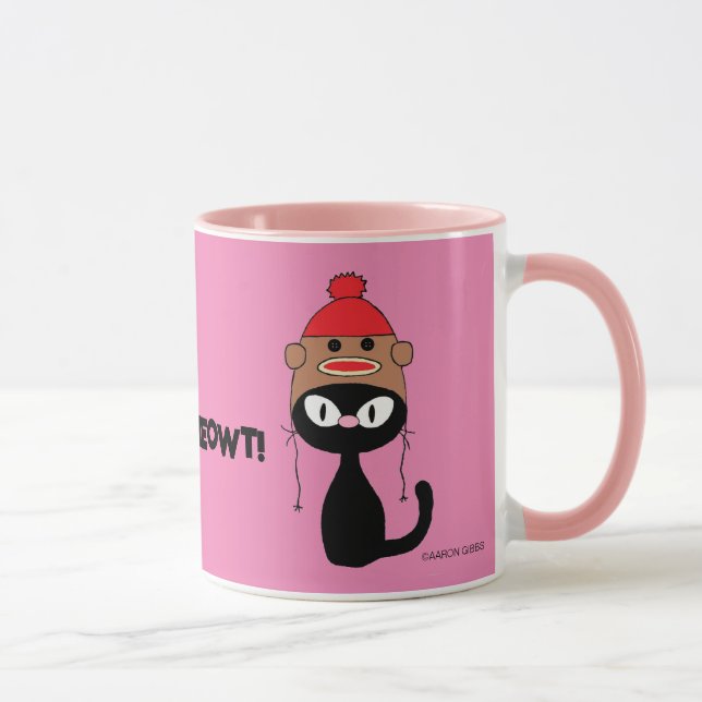 Mug Regarde Meowt ! Chat noir de dessin avec Casquette (Droite)