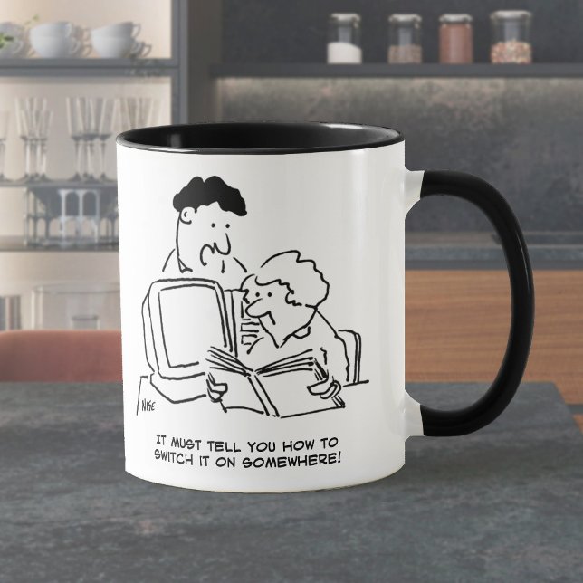 Mug Regarder comment allumer l'ordinateur (Créateur téléchargé)