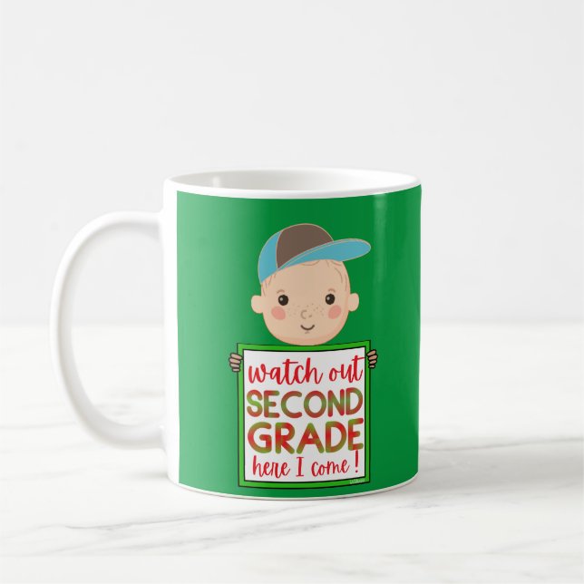 Mug REGARDEZ DEUXIÈME GRADE ICI JE VIENS drôle mignon (Gauche)