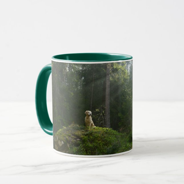 Mug Région boisée de pin du chien | de golden (Devant gauche)