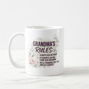 Mug Règles de grand-mère drôle Fleurs aquarelles Famil