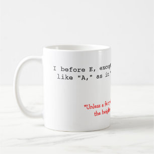 Mug Règles d'orthographe : I avant E