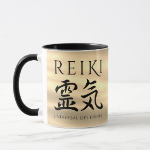 Mug Reiki 霊 気 Japonais Calligraphic Life Energy