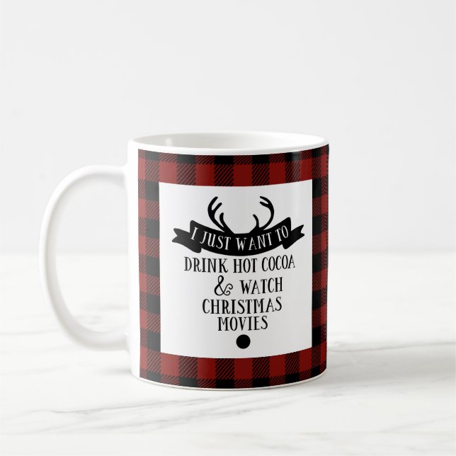 Mug Reindeer Rouge et noir Buffalo plaqué Noël (Gauche)