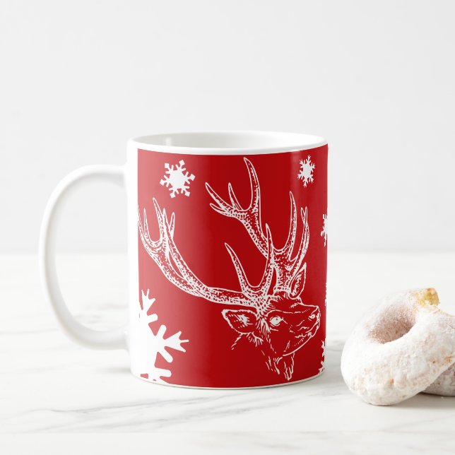 Mug Reindeer & Snowflakes Musique rouge (Avec donut)