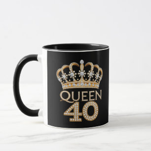 Mug Reine 40 Anniversaire Noir et Or Conception de la 