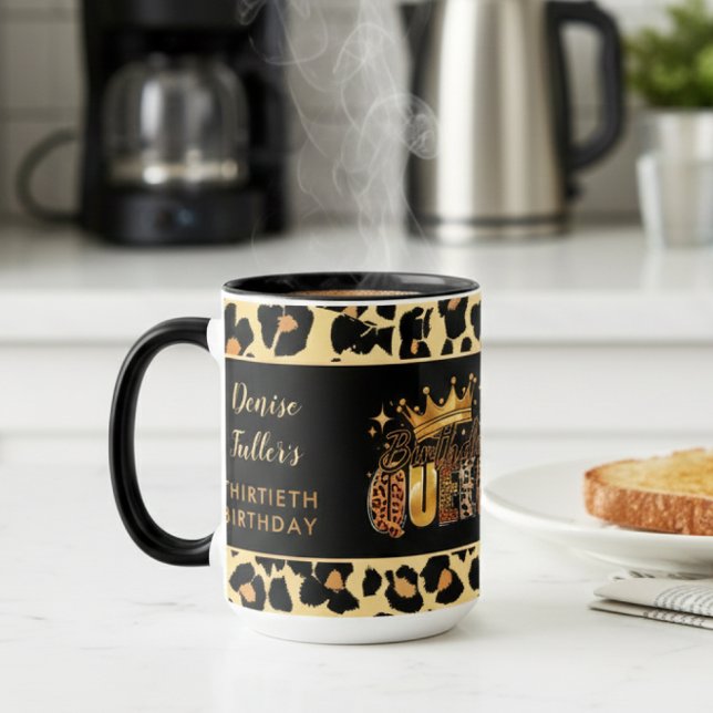 Mug Reine d'anniversaire Fun Léopard Trente Anniversai (Créateur téléchargé)