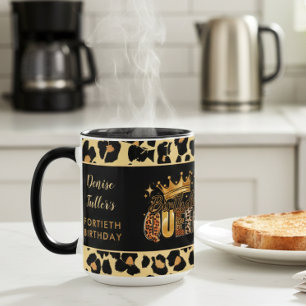 Mug Reine d'anniversaire léopard amusante Quarante Ann