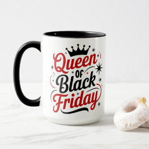 Mug Reine de Black Friday Typographie Rouge Minimalist