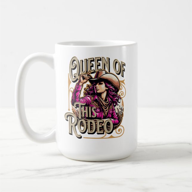 Mug Reine de ce rodéo rose, cadeau de fille, fille pat (Gauche)