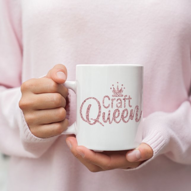 Mug Reine de l'artisanat rose (Pink Glitter Craft Queen Coffee Mug)