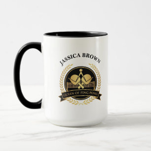 Mug Reine De Ping Pong Nom Personnalisé   Couleur Doré