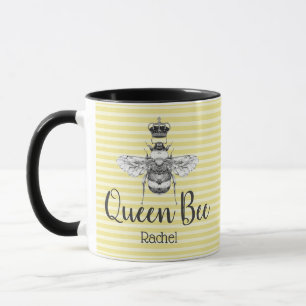 Mug Reine des abeilles vintage et rayures  