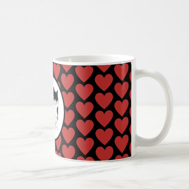 Mug Reine des coeurs rouges chat noir blanc (Droite)