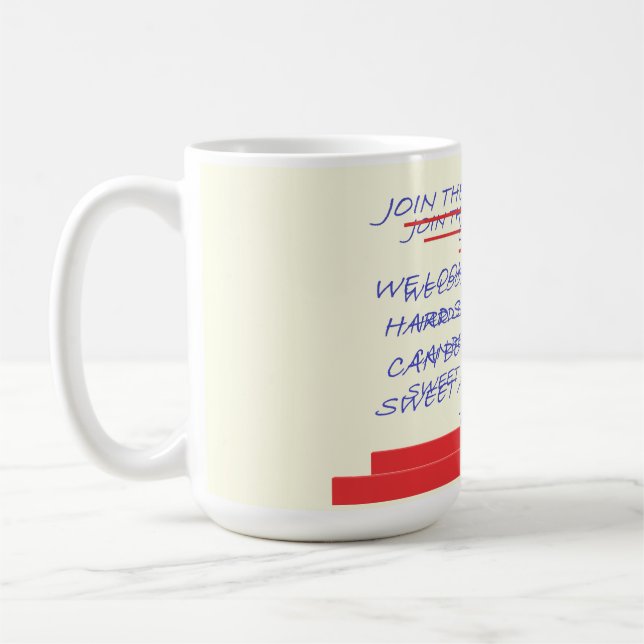 MUG REJOINDRE LE CLUB FUN MESSAGE BLEU ET ROUGE (Gauche)