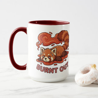 Mug Relatable "Burnt Out" Red Panda – Cute Melted Aest