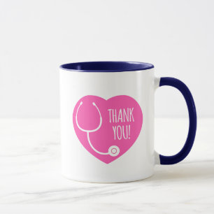 Mug Remerciements Stéthoscope à coeur rose
