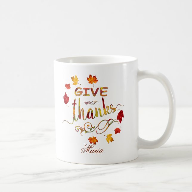 Mug Remercier Automne Russe Thanksgiving Monogramme (Droite)
