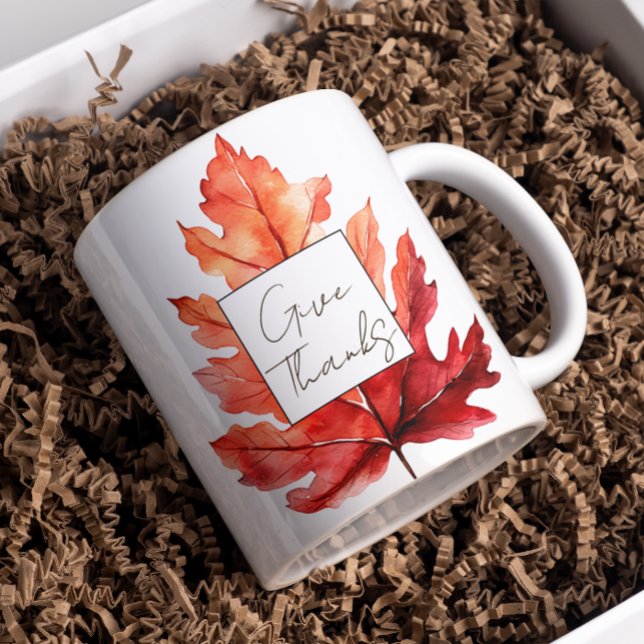 Mug Remerciez Red Fall Leaf Thankgiving (Créateur téléchargé)