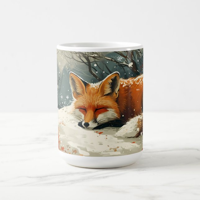 Mug Renard ambré endormi dans la neige (Centre)