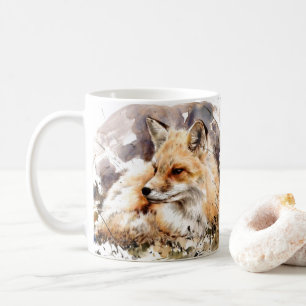 Mug Renard art aquarelle tasse, le renard amant cadeau