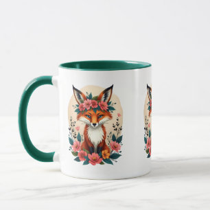 Mug Renard de Boho Whimsical avec forêt de Couronne Fl