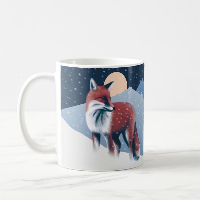 Mug Renard Mélange Dans La Neige D'Hiver Illustration (Gauche)