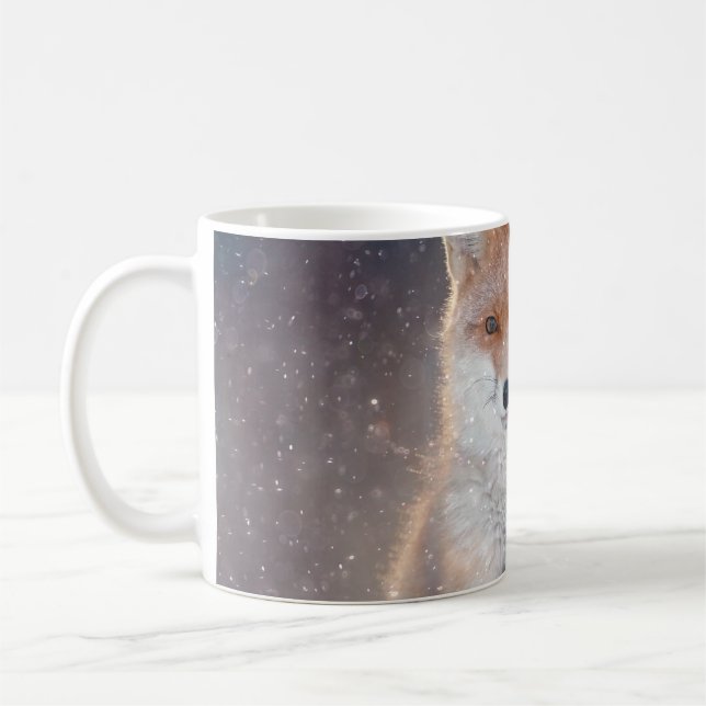 Mug Renard rouge, forêt d'hiver, illustration pittores (Gauche)