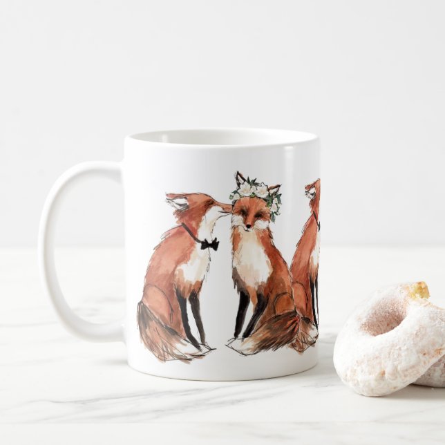 Mug Renards dans l'amour, cadeau de valentine de (Avec donut)